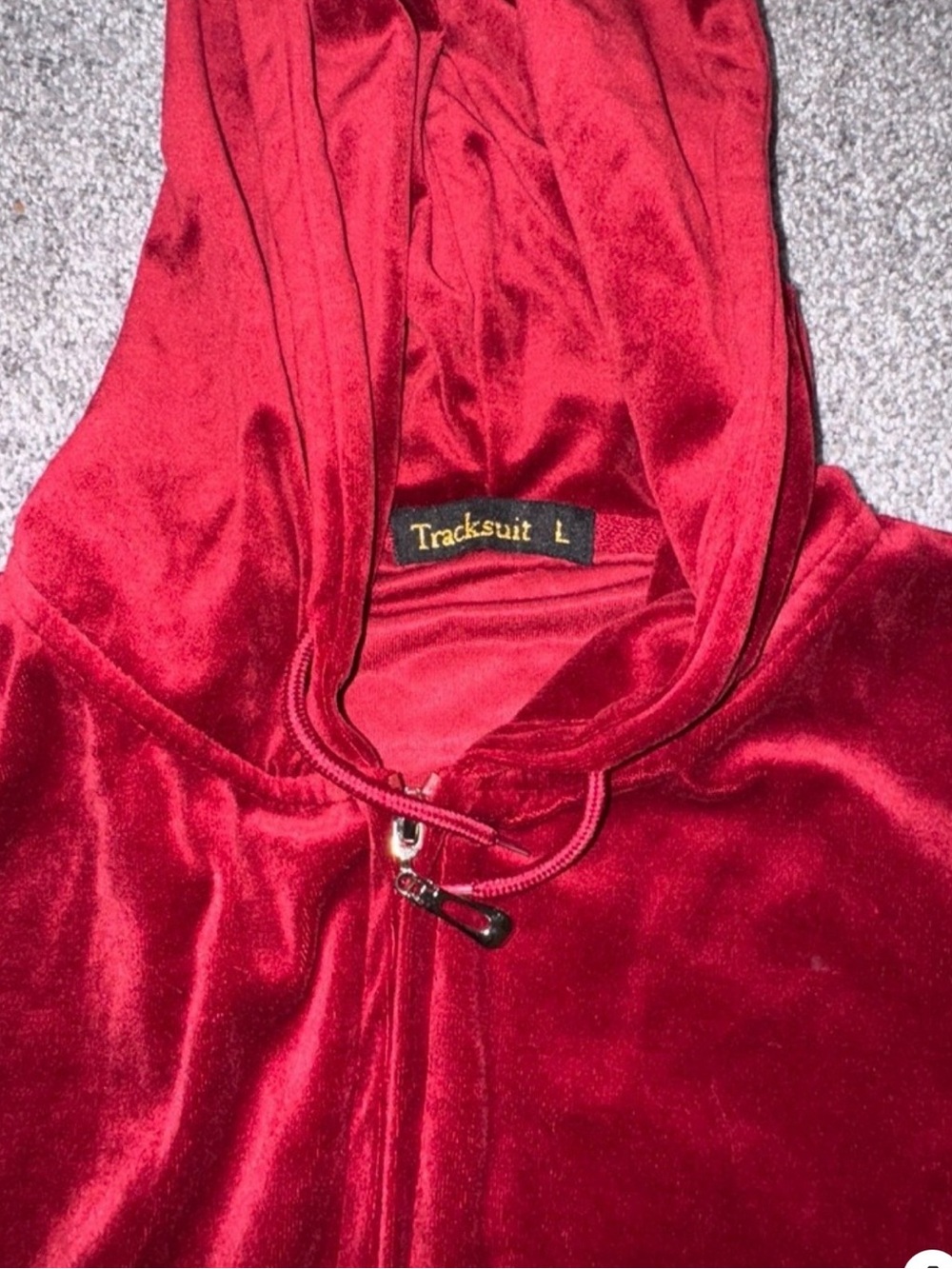 TRACKSUIT Red Velour Zip Hoodie & Drawstring Sweatpants Soft Lux Chic Streetwear - Picture 7 of 14